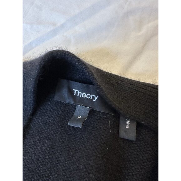 Theory Women’s Mid Length Soft 100% Cashmere V-neck Cardigan Petite Small Black - Picture 3 of 9